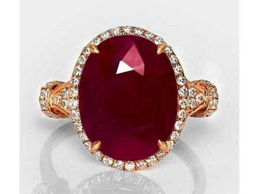Luxe Ring Natuurlijke Paarsrode Robijn 5,28 karaat