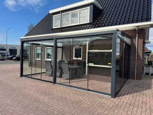 Aluminiumkanzel 8x3m – Polycarbonat-Opal 16mm – Anthrazit RAL 7015