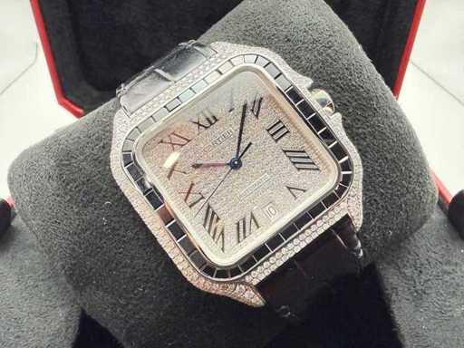 Cartier Santos "Large" | ICEED Out Naturel Diamonds | Schwarz