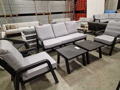 Hartman - Lounge Set Ibiza Antraciet met Kussens Olefin Lichttgrijs