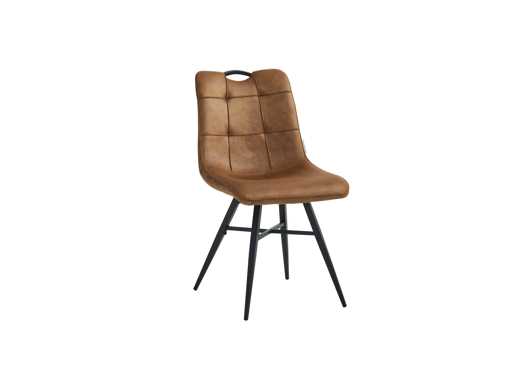 Colenis - Sedia da pranzo Bloq - Set di 6 - Cognac - Tessuto in microfibra - Industriale - Sedia comoda per sala da pranzo o cucina