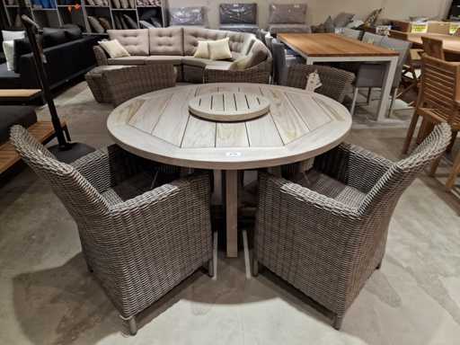 Table de jardin en teck de prestige Cambridge Rond diamètre 130 cm