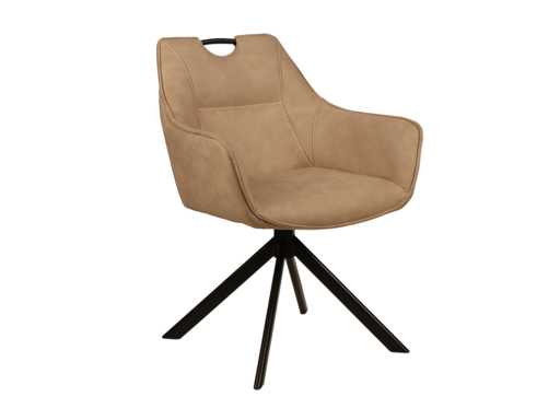 Colenis - Lucas Eetkamerstoel - Set van 6 - Stoelen - Beige - Microfiber Bekleding - Gestoffeerde Zitting - Metalen Poten - Eetkamerstoelen