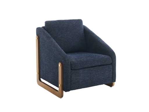 Modern style armchair for living room, with wooden armrests