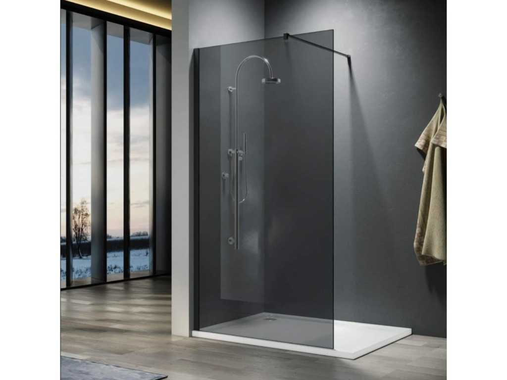 1 x 90x200 BB Walk-in shower smoked glass with matt black profile