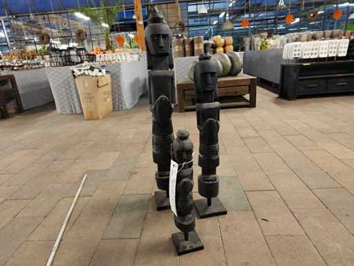 Set de 3 figurine cult africane făcute manual - Artă exotică în lemn