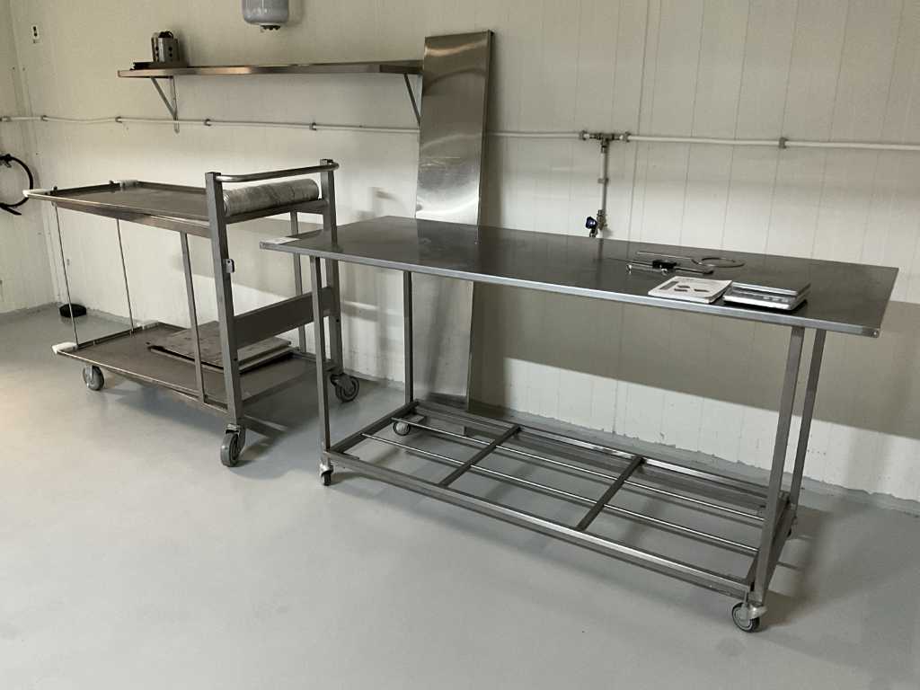 Mobile stainless steel work table (2x)