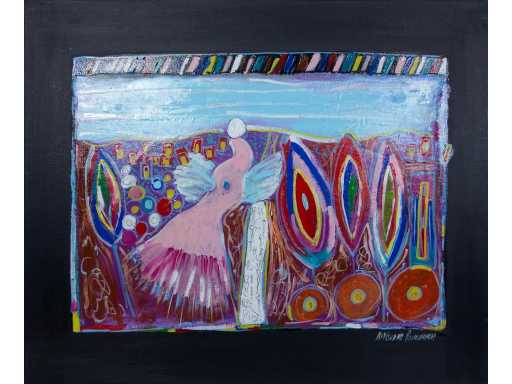 Antonio Poioumen - Pink Angel - acrylic on canvas - 50x60 cm