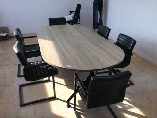 Conference table 240 × 122 cm with 6 conference chairs
