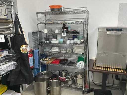 Mobile metal rack with content