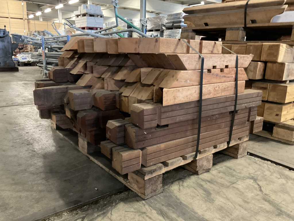 Batch of hardwood ornamental poles and miscellaneous