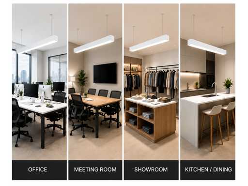 4 x LED Linear Pendant Light 60W – 3CCT Adjustable - White – FORTIS-60 3CCT