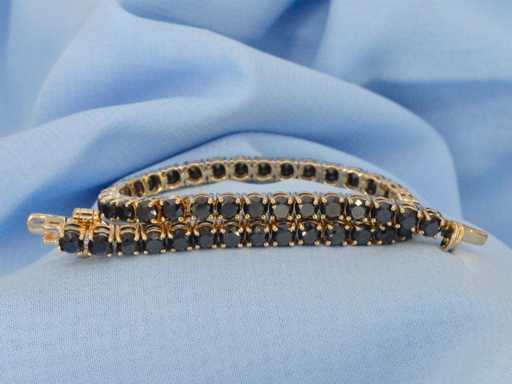 Bracelet en or avec diamants noirs taille brillante 16,00 carats