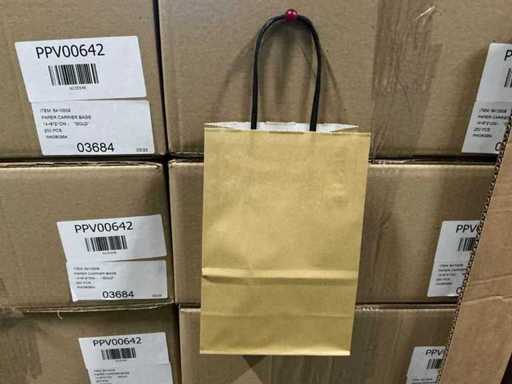 Partia papierowych toreb nośnych 14+8*21cm złota (7000x)