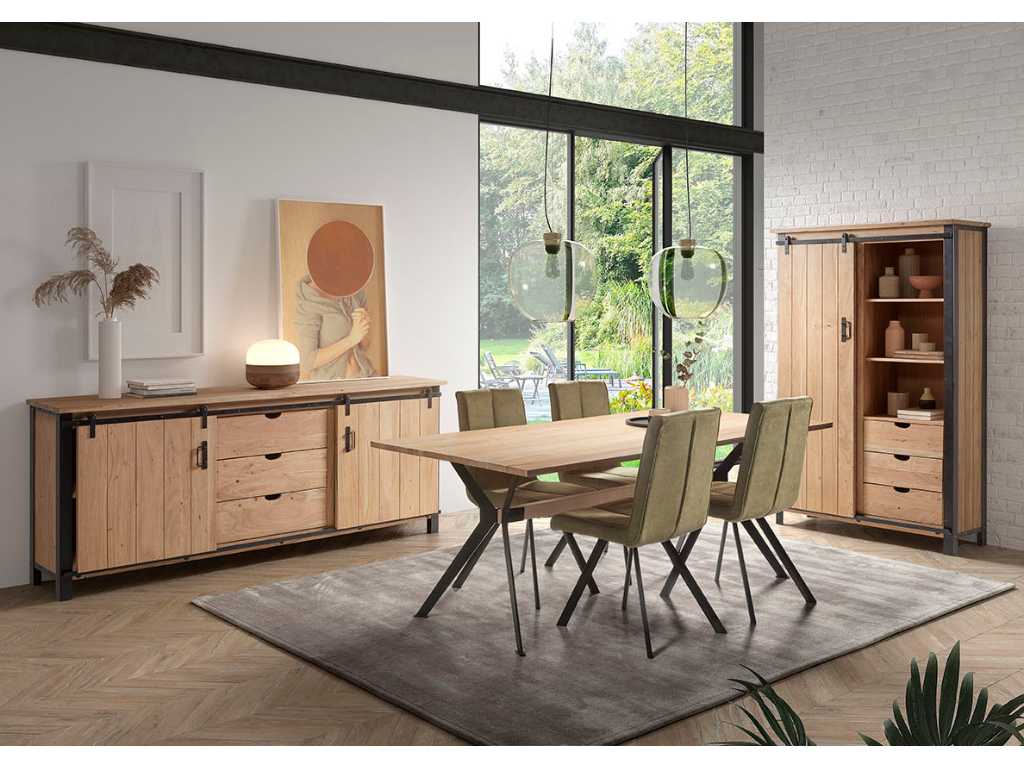 Assembled sideboard MUMBAI 220 cm in solid wood