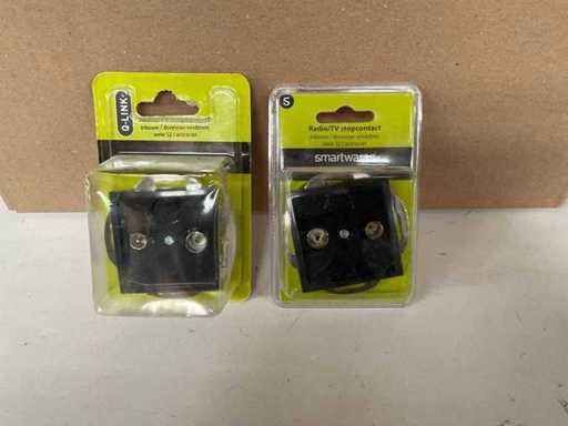 Q-link Radio/TV stopcontact inbouw/doorvoer-einddoos serie S2 antraciet (145x)