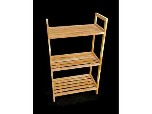 Set aus 4 neuen Holzregalen, Höhe 87,5 cm, Breite 26 cm, Länge 49,5 cm