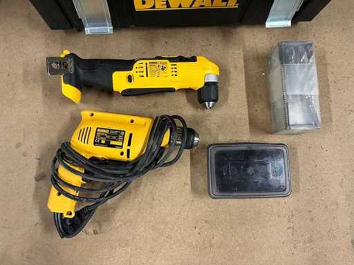 Wiertarka DeWALT DCD740 pod kątem prostym, wiertarka DeWALT DW173C z obudową
