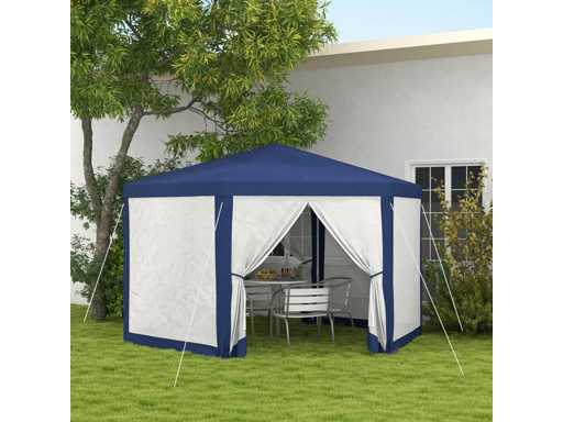 Garden Gazebo 3 x 3.4m Hexagonal Party Tent with Mesh Side Walls