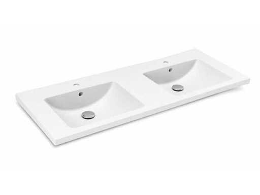 Idéal Standard I.LIFE-B Vanity Double évier 121x52cm, trou de robinet 2x1 au milieu avec débordement blanc