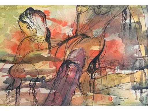 Bert Post - erotische compositie - aquarel