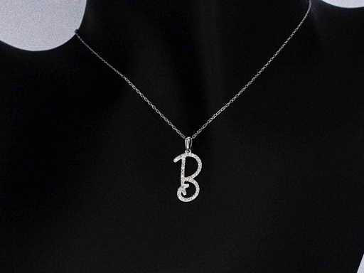 Pendant with real natural diamonds in the letter B
