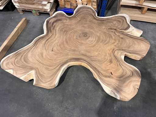 Unieke suar boomstamtafel blad 