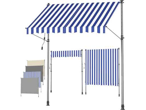 Retractable awning, manual awning, height adjustable
