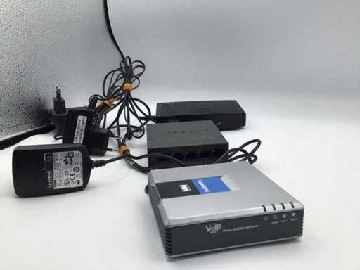 Netgear Linksys Sweex Wifi, router i switch (3x)