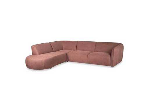 fonQ - Miękka sofa w narożniku po lewej stronie - otwarta - Micro chenille - Old Pink - zestaw sofy