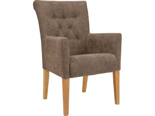 Fauteuil capitonné - tissu marron