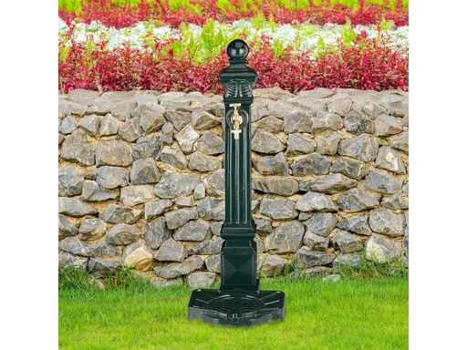 Angular Stand Fountainsin Antique StyleWater and Basin Columns, Dark Green