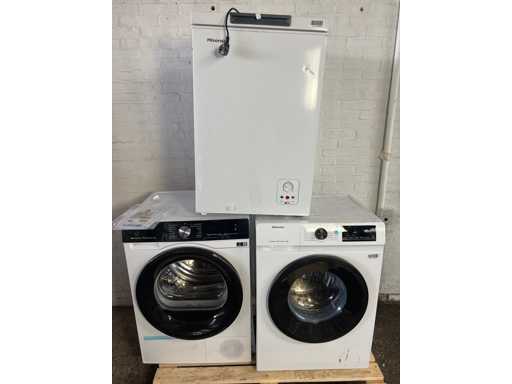 Uscător Hisense DH3S802BW3 | Hisense WF1Q8041BW mașină de spălat | Hisense MCF95E