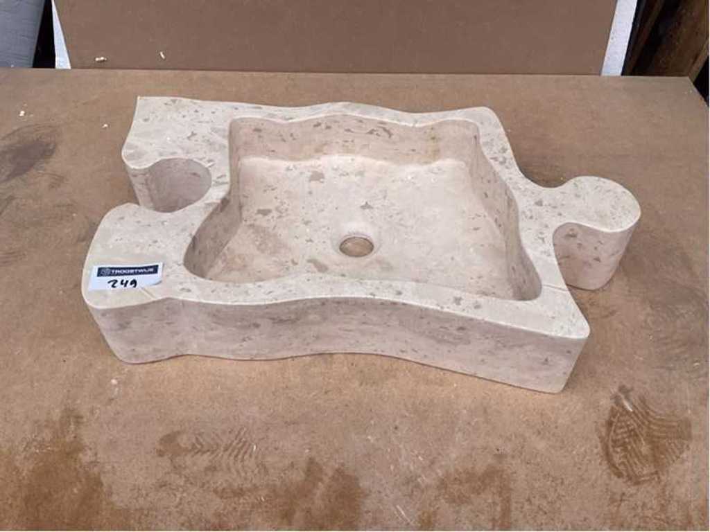 Natural Stone Marble Beige Washbasin 60x38x10 cm