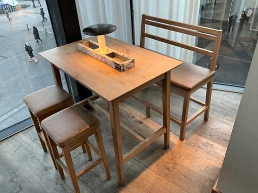 Hutten - Bartafel met bank en 2 barkrukken