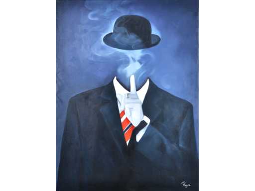 Royce - Ode aan Magritte 'Sssst...' - olie op doek - 120x90 cm