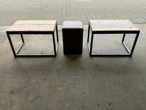 Bijzettafels met poef