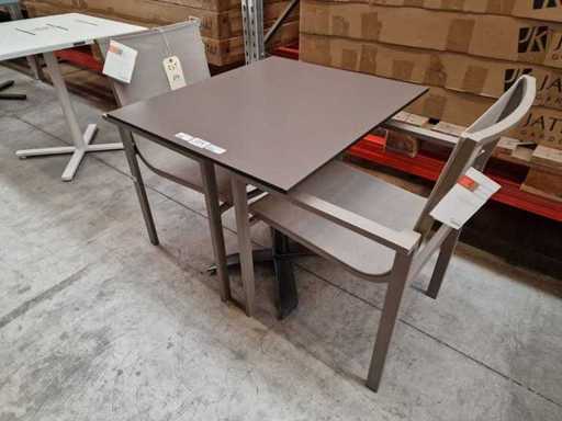 Gardini - HPL Garden Table Volvic 70 x 80 cm taupe avec base basculante