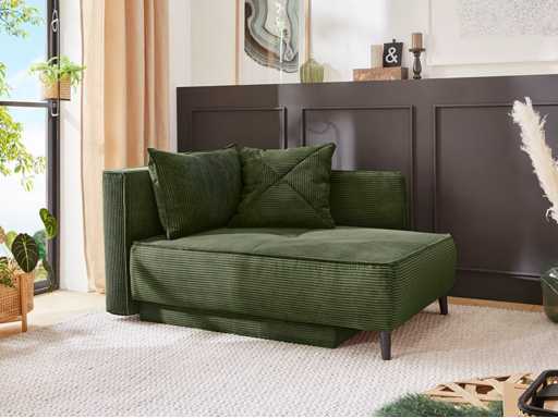 Cabriolet, rechte chaise longue - Groene koordstof