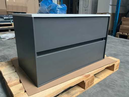 Wisa Pescara Badezimmermöbel Anthrazit High 100 cm