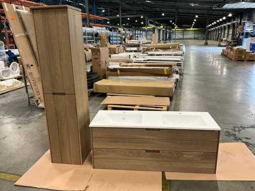 Oak4U Badkamerkast met wastafel kolomkast en spiegel