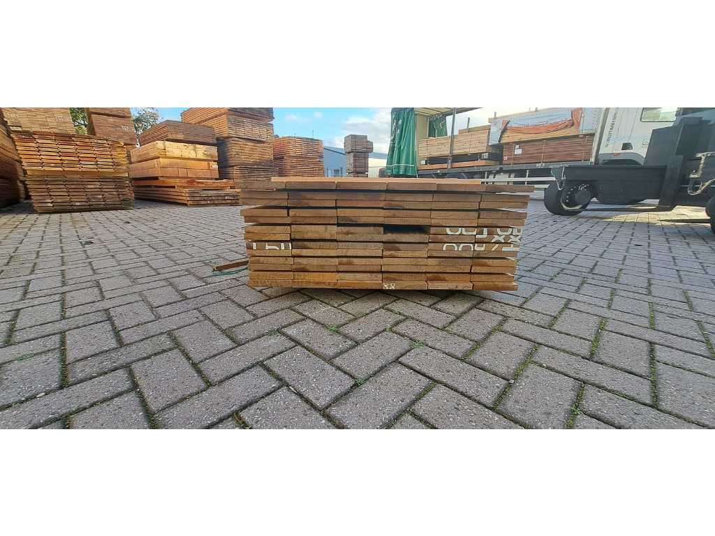 Planches de bois dur ipé de Guyane rabotées 21x145mm, longueur 35/275cm, 63/305cm (98x)