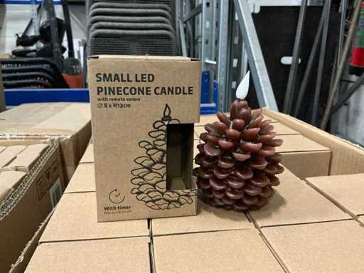 Lot LED Candle pine cone brown D8/H13cm (144x)