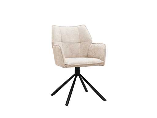 Colenis - Enzo Eetkamerstoelen - Set van 4 - Beige - Chenille Stof - Luxe Gestoffeerde Zitting - Industrieel Design - Metalen Poten - Stoel