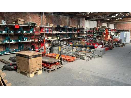 Contractor material, construction, trailer, containers, elec. Tools and ladders