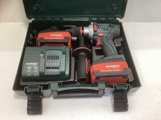 Metabo BS 18 LTX Bohrmaschine/Schraubendreher mit Gehäuse, 2× 3,0Ah Batterie D-72622 und ASC 30 Batterieladegerät