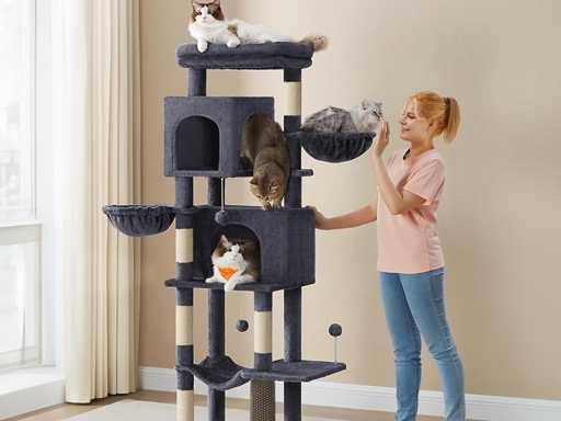 Arbre à Chat, Tour à Chat de 175 cm de Haut, Multi-Niveaux