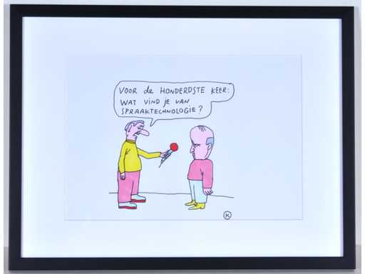 Kamagurka - Technologie de la parole - Encre et stylo de couleur sur papier - encadré