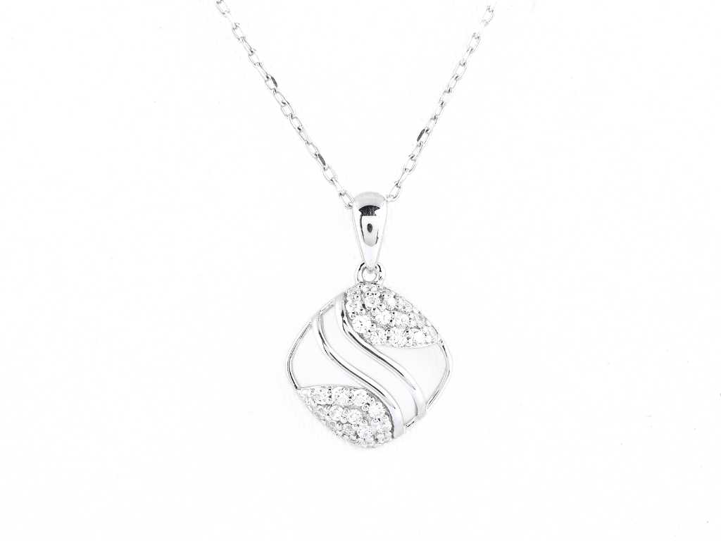 18 KT White gold Necklace with Pendant with Natural Diamond