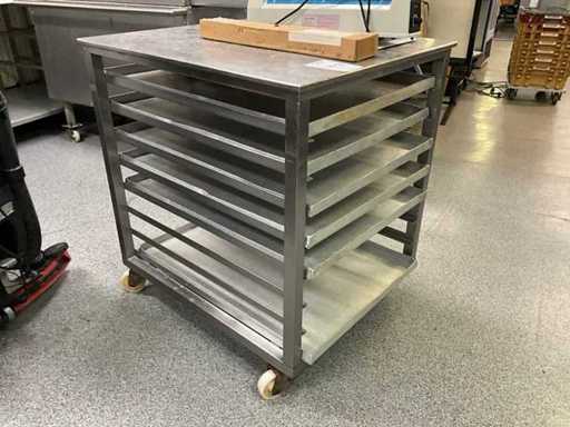 Cărucior de raft / masă de lucru din oțel inoxidabil (mobilă)